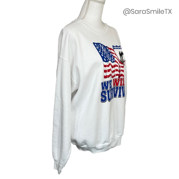 VINTAGE NYC TWIN TOWERS 9-11 MEMORIAL Unisex USA We Will Survive Sweatshirt - Picture 7 of 14